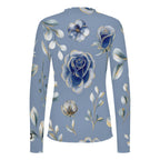 Frosted Botanical Sheer Mock Neck Top