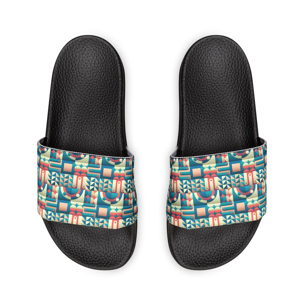 Women’s Slide Sandals — Colorful Geometric Removable-Strap
