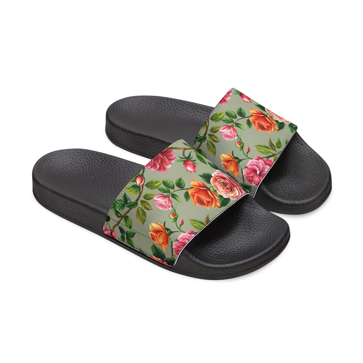 Floral Rose Slide Sandals — Women's Removable-Strap Pool Slides