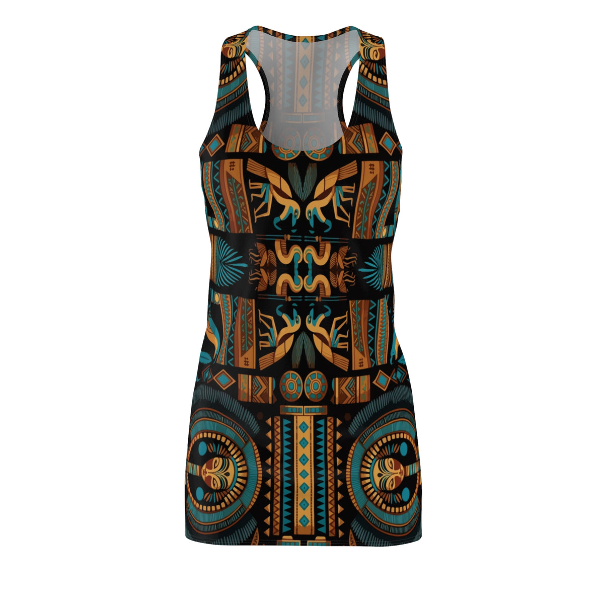Tribal Geo Racerback Dress — Teal & Amber (Sop the Look) "Slides sold separately"