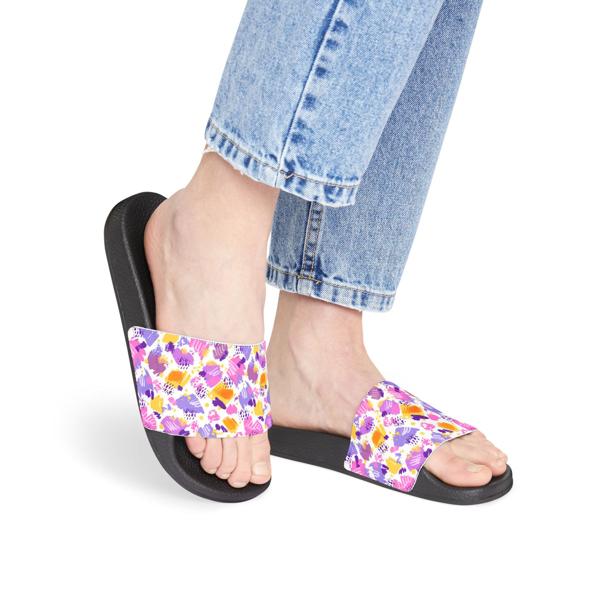 Women's Pastel Brushstroke Slide Sandals — Removable Strap