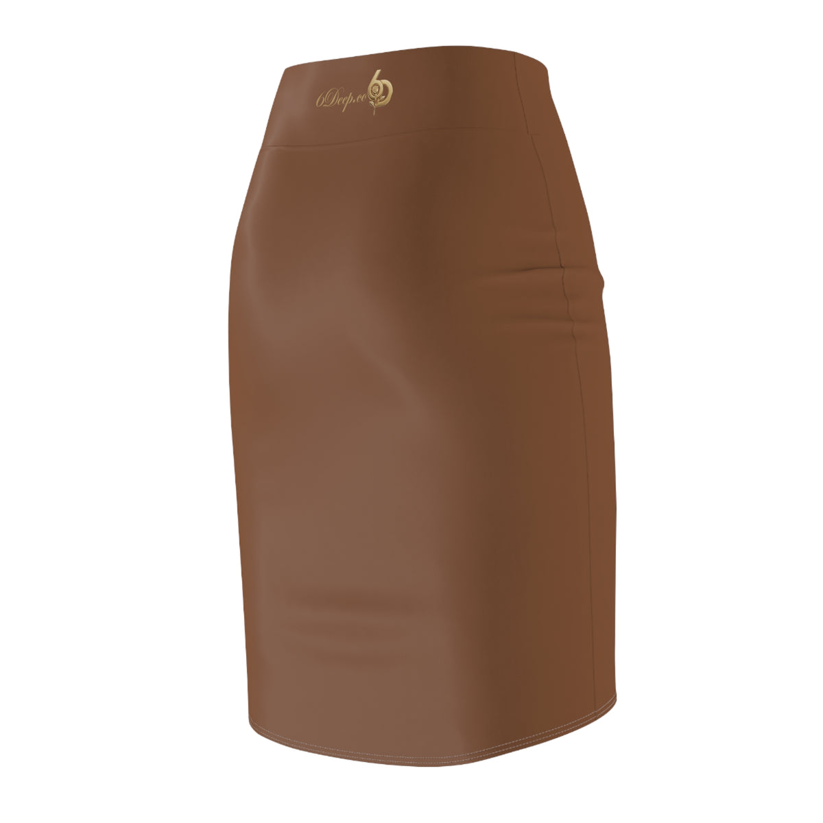 Warm Caramel High-Waist Pencil Skirt