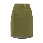 Olive Green High-Waist Pencil Skirt