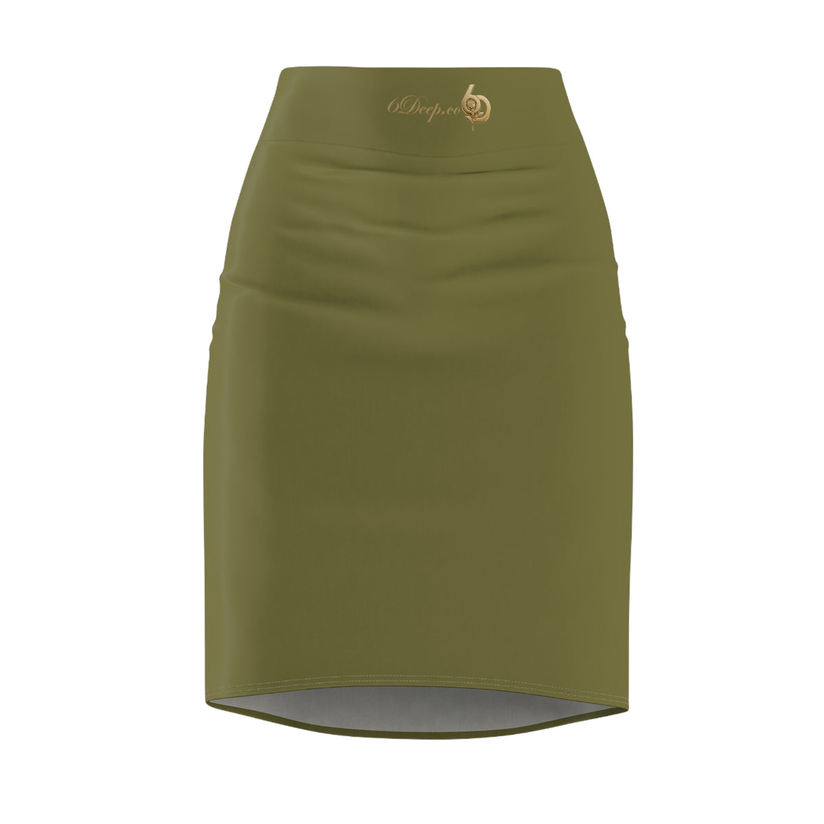 Olive Green High-Waist Pencil Skirt