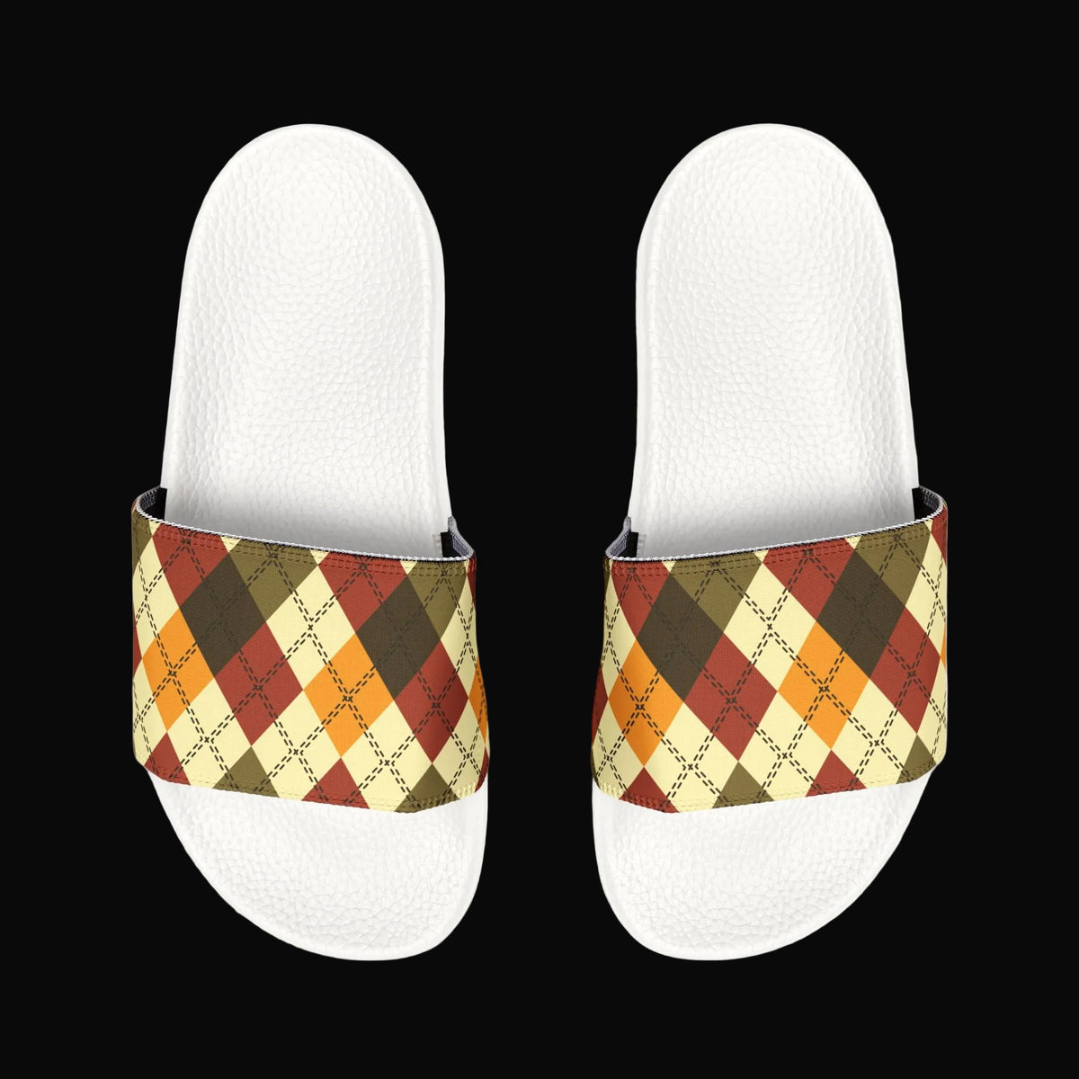 Men's Plaid Slide Sandals — Removable Strap (Matching the Men's Fitted Embroidered Jogger &amp; Top)