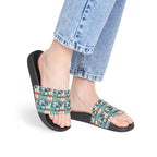 Women’s Slide Sandals — Colorful Geometric Removable-Strap