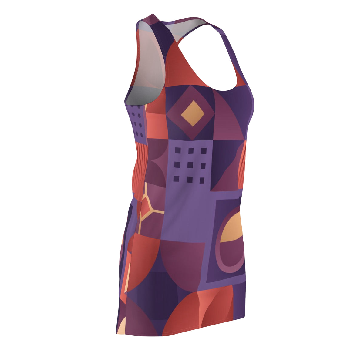 Retro Racerback Dress — Purple & Coral Abstract (Shop the Look) "Slides sold separately"