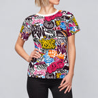 Women's Graffiti Tee "Up Town NYC" Urban Street Art Design. ( Available in two fabric weights: an airy 4 oz lightweight knit and a sturdy 6 oz heavyweight cotton).
