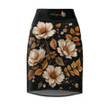 Floral Pencil Skirt — Vintage Cream & Amber Bouquet on Black