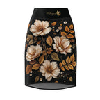 Floral Pencil Skirt — Vintage Cream & Amber Bouquet on Black