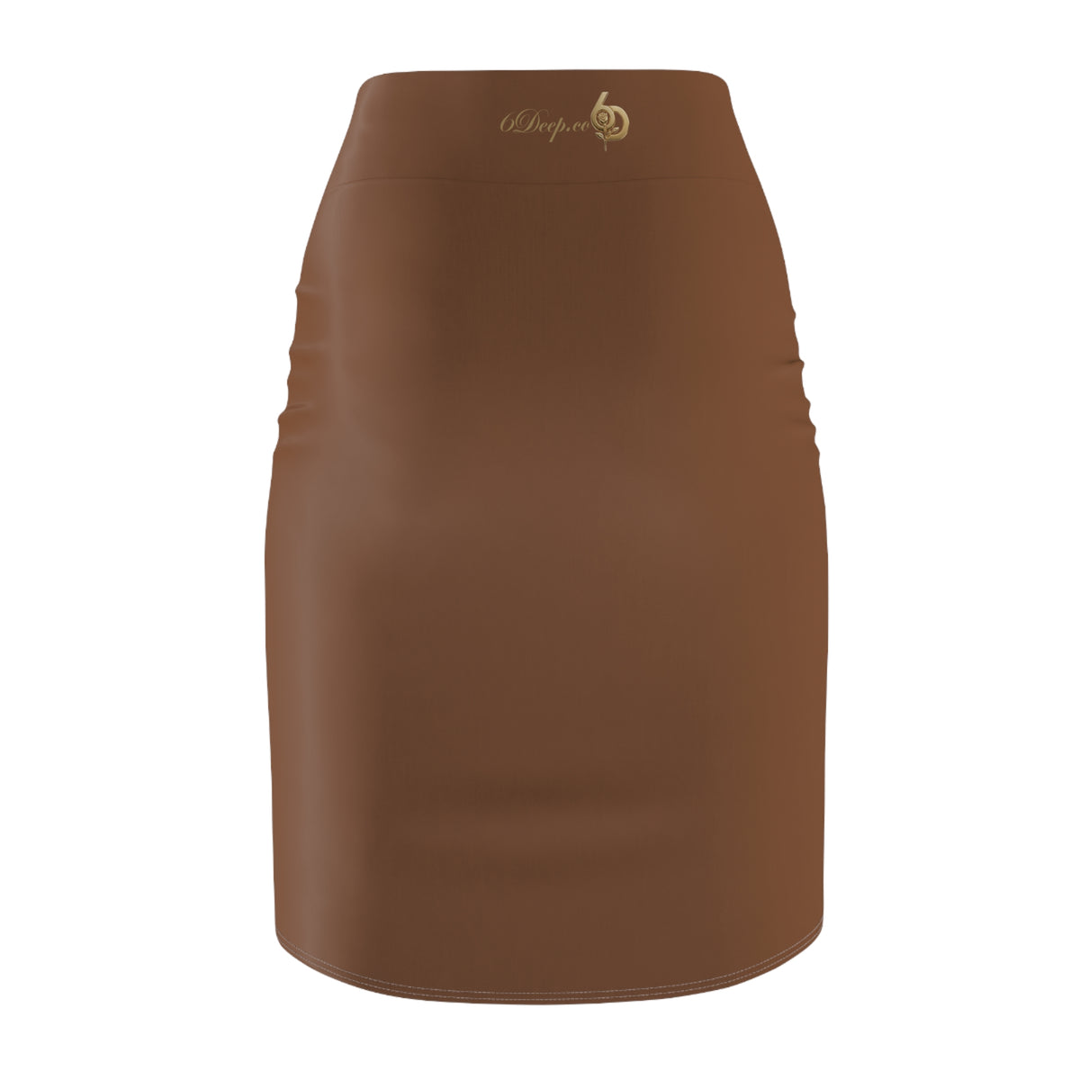 Warm Caramel High-Waist Pencil Skirt