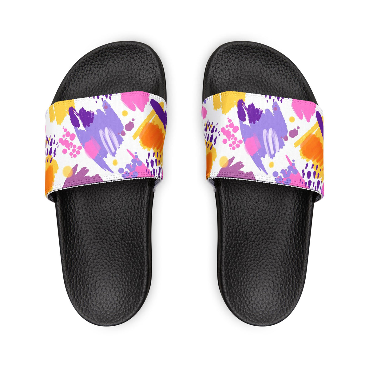 Women's Abstract Pastel Brushstroke Slide Sandals - Removable Strap