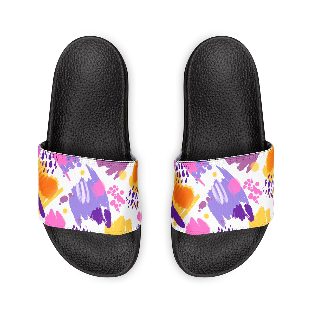 Women's Abstract Pastel Brushstroke Slide Sandals - Removable Strap