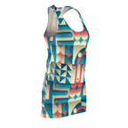 Geometric Retro Racerback Dress — Teal & Coral (Shop the Look) "Slides sold separately"