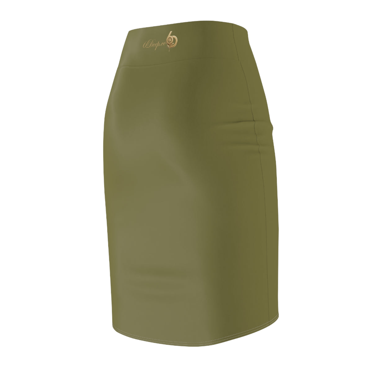 Olive Green High-Waist Pencil Skirt