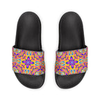 Women's Slide Sandals — Colorful Psychedelic Floral Strap