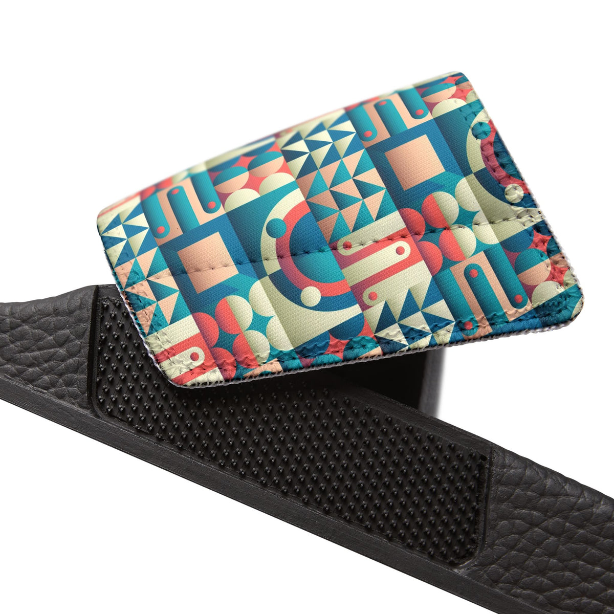 Women’s Slide Sandals — Colorful Geometric Removable-Strap