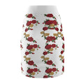 Floral Rose Pencil Skirt – Red & Gold Rose Print
