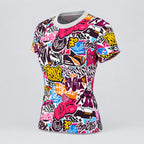 Women's Graffiti Tee "Up Town NYC" Urban Street Art Design. ( Available in two fabric weights: an airy 4 oz lightweight knit and a sturdy 6 oz heavyweight cotton).