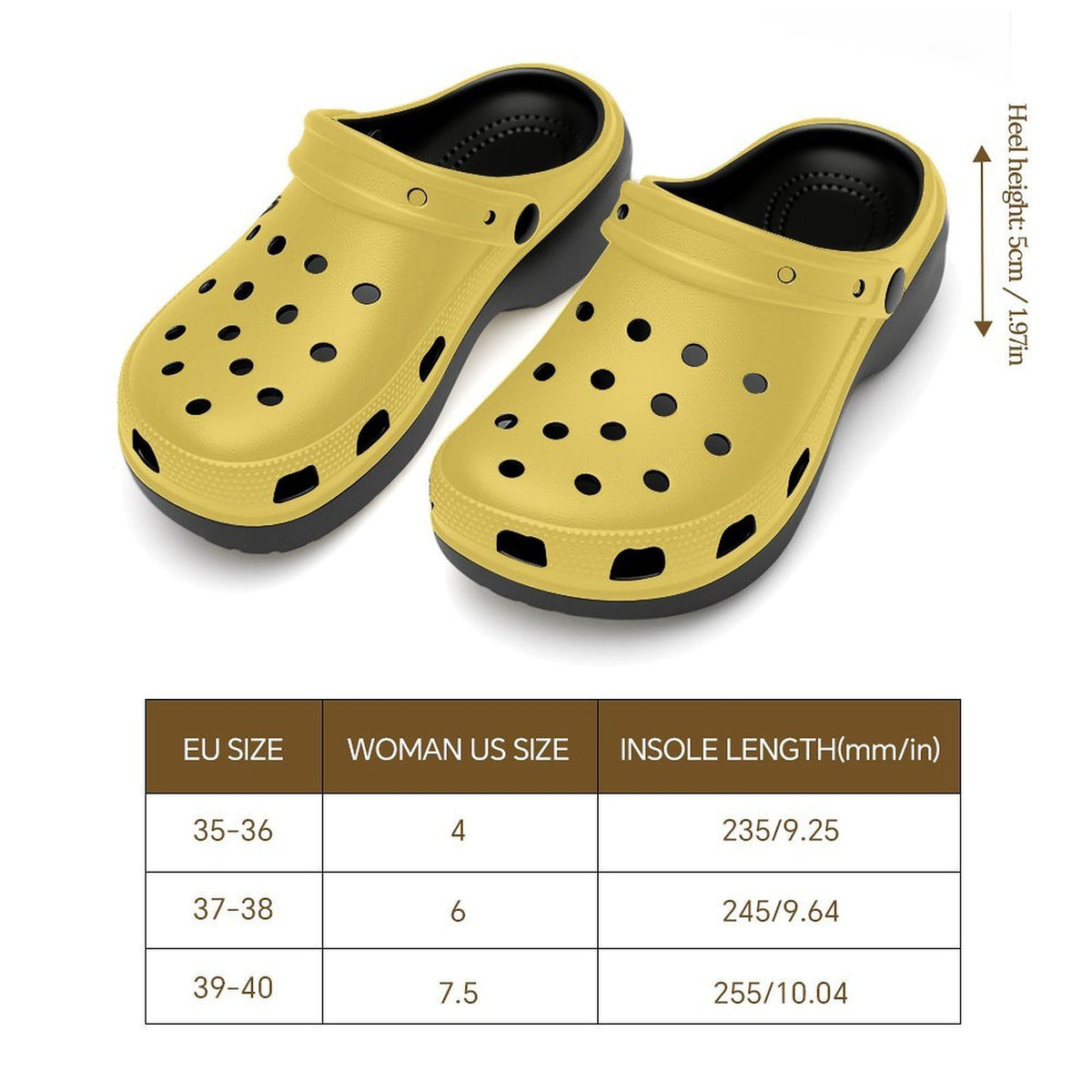6Deep Sunny Yellow High-Heeled Clogs