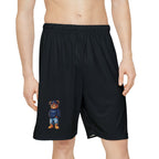 Men’s Black Athletic Shorts with Small Teddy Bear Graphic