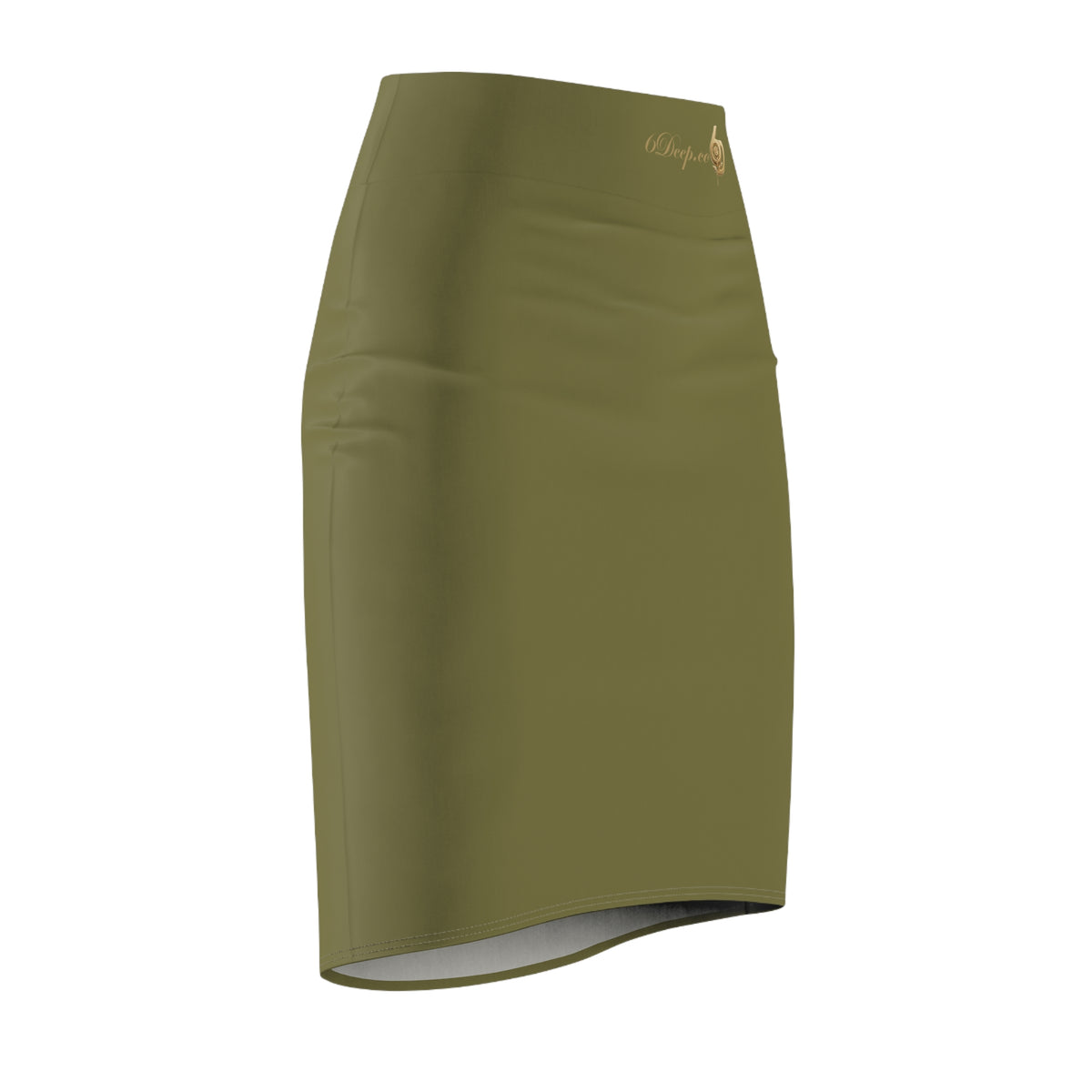 Olive Green High-Waist Pencil Skirt
