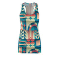 Geometric Retro Racerback Dress — Teal & Coral (Shop the Look) "Slides sold separately"