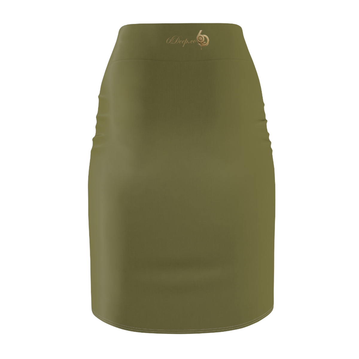 Olive Green High-Waist Pencil Skirt