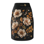 Floral Pencil Skirt — Vintage Cream & Amber Bouquet on Black