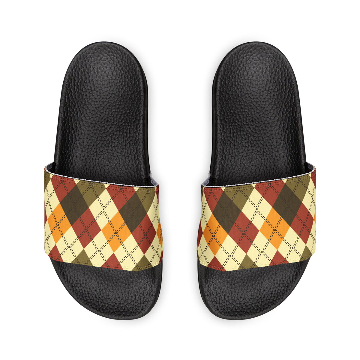 Men's Plaid Slide Sandals — Removable Strap (Matching the Men's Fitted Embroidered Jogger &amp; Top)