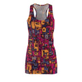 Abstract Geometric Racerback Dress — Vibrant Pink & Gold (Shop the Look) "Slides sold separately"