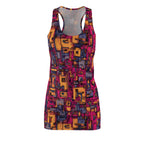 Abstract Geometric Racerback Dress — Vibrant Pink & Gold (Shop the Look) "Slides sold separately"