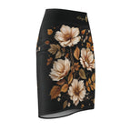 Floral Pencil Skirt — Vintage Cream & Amber Bouquet on Black