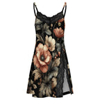 Midnight Blossom Lace Camisole Pajama Dress