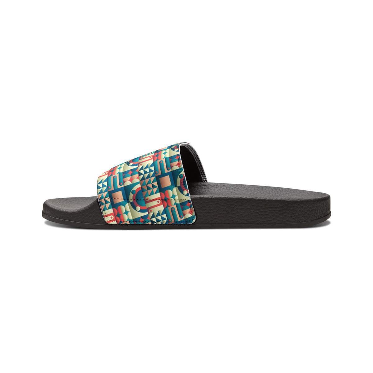 Women’s Slide Sandals — Colorful Geometric Removable-Strap