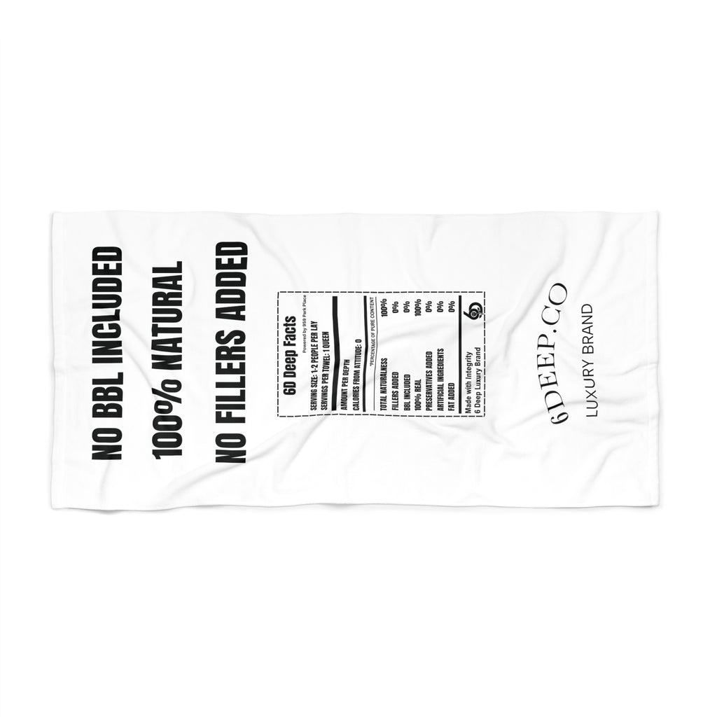 Beach Towel — '100% Natural, No Fillers Added' Nutrition Label Design