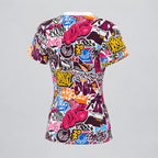 Women's Graffiti Tee "Up Town NYC" Urban Street Art Design. ( Available in two fabric weights: an airy 4 oz lightweight knit and a sturdy 6 oz heavyweight cotton).