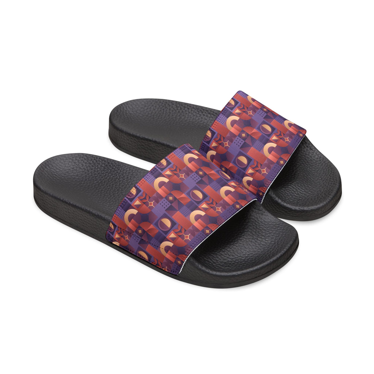 Women's Slide Sandals — Retro Geometric Removable-Strap Slides