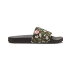 Women's Olive Floral Slide Sandals —Removable-Strap