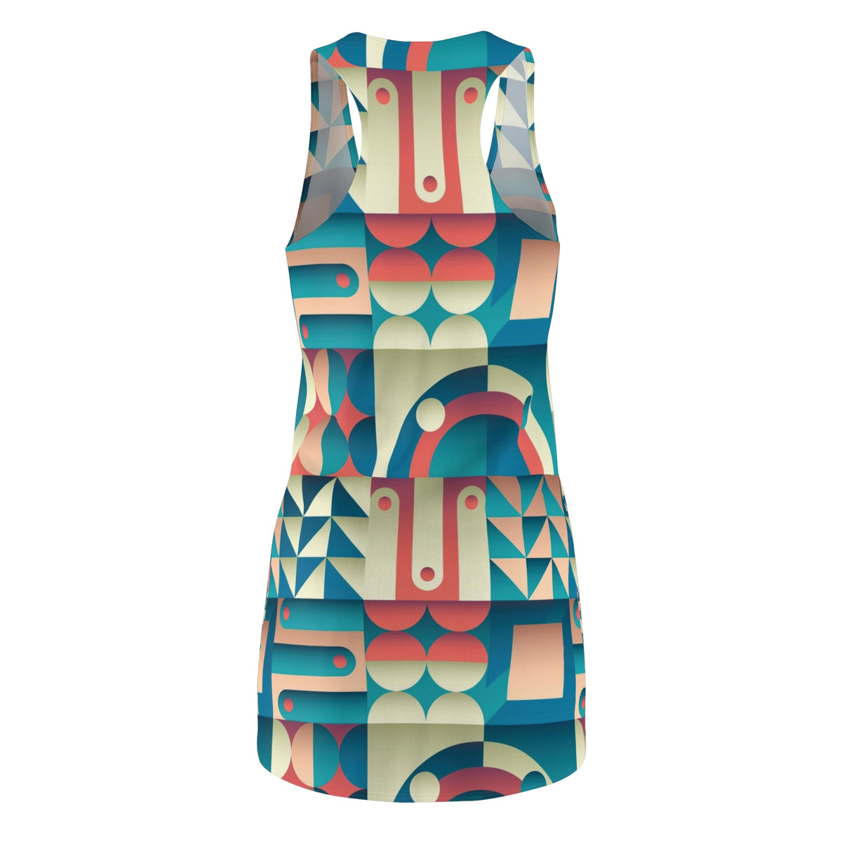 Geometric Retro Racerback Dress — Teal & Coral (Shop the Look) "Slides sold separately"