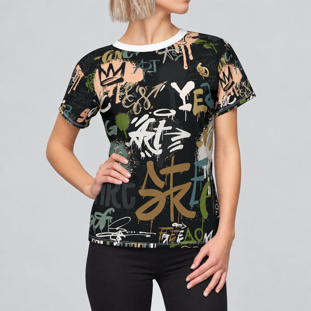 Women's Brooklyn Vibe Graffiti Tee. ( Available in two fabric weights: an airy 4 oz lightweight knit and a sturdy 6 oz heavyweight cotton).