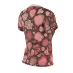 Floral Heart Pattern Women's Tee Pink Brown