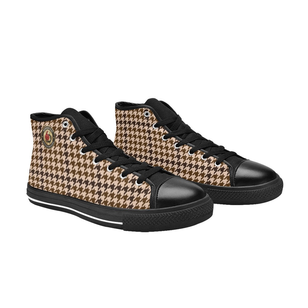 Men's D6eep Houndstooth Blk Canvas High Top