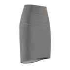 Slate Gray High-Waist Pencil Skirt