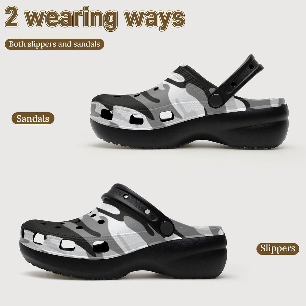 6Deep Arctic Ghost Camo High-heeled Clogs