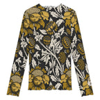 Gilded Flora Sheer Mock Neck Top