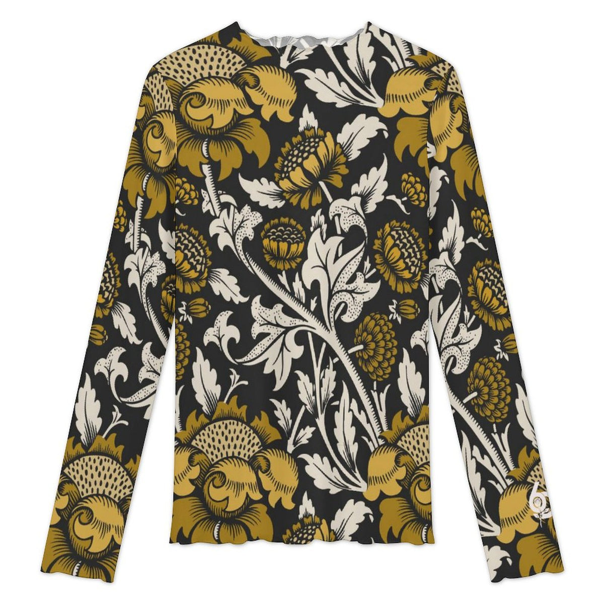 Gilded Flora Sheer Mock Neck Top