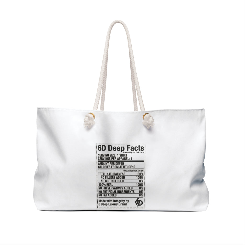 Weekender Bag — "No BBL Included 100% Natural" Statement Travel Tote