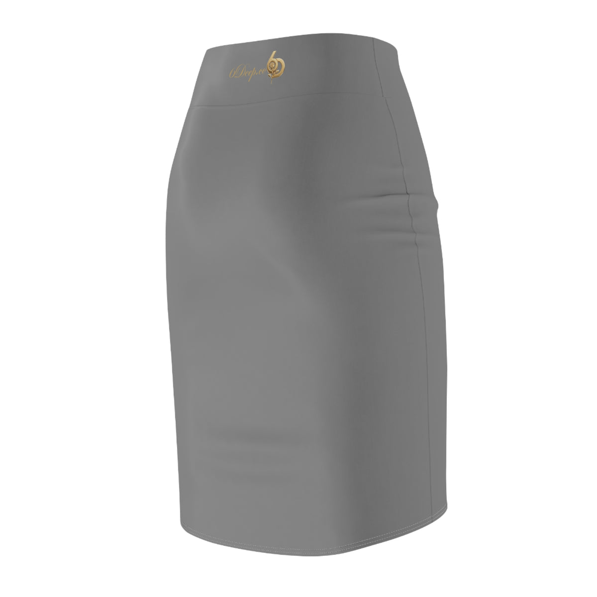 Slate Gray High-Waist Pencil Skirt