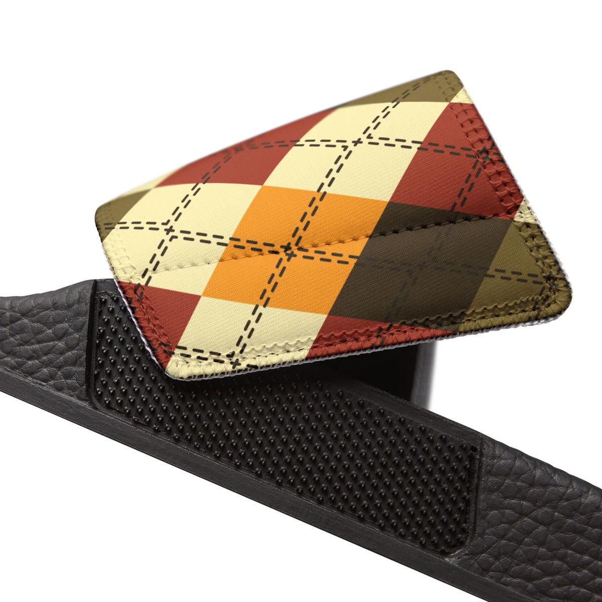 Men's Plaid Slide Sandals — Removable Strap (Matching the Men's Fitted Embroidered Jogger &amp; Top)
